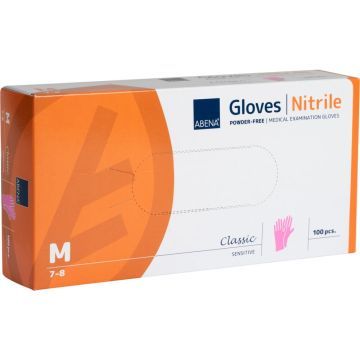 Abena Nitril-Handschuhe Puderfrei Rosa M – 100 Stück