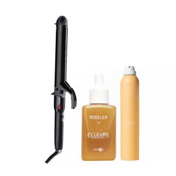 Babyliss PRO Krultang extra lang 32mm + Elleure Modeler Haarlak 300ml + Olie 50ml