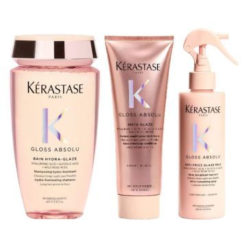 Kerastase Gloss Absolu Hydra-Glaze Bain 250ml + Insta-Glaze Fondant 250ml + Anti-Frizz Glaze Milk 190ml