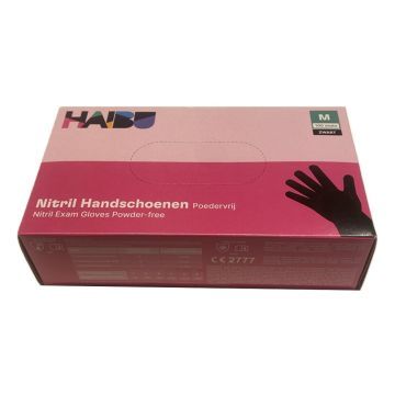 Haibu Nitril Handschoenen poedervrij Zwart M-100st