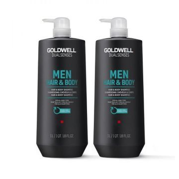 2x Goldwell Dualsenses for Men Hair & Body Shampoo 1000ml