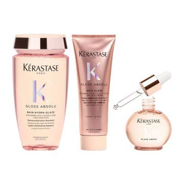 Kerastase Gloss Absolu Hydra-Glaze Bain 250ml + Insta-Glaze Fondant 250ml + Glaze Drops 45ml