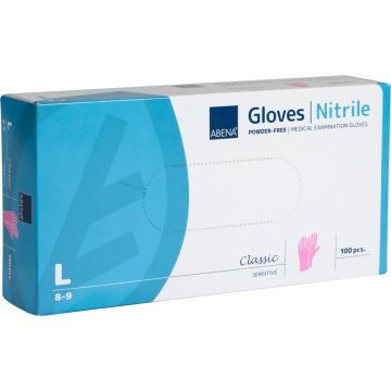 Abena Nitril-Handschoenen Poedervrij Roze L-100st